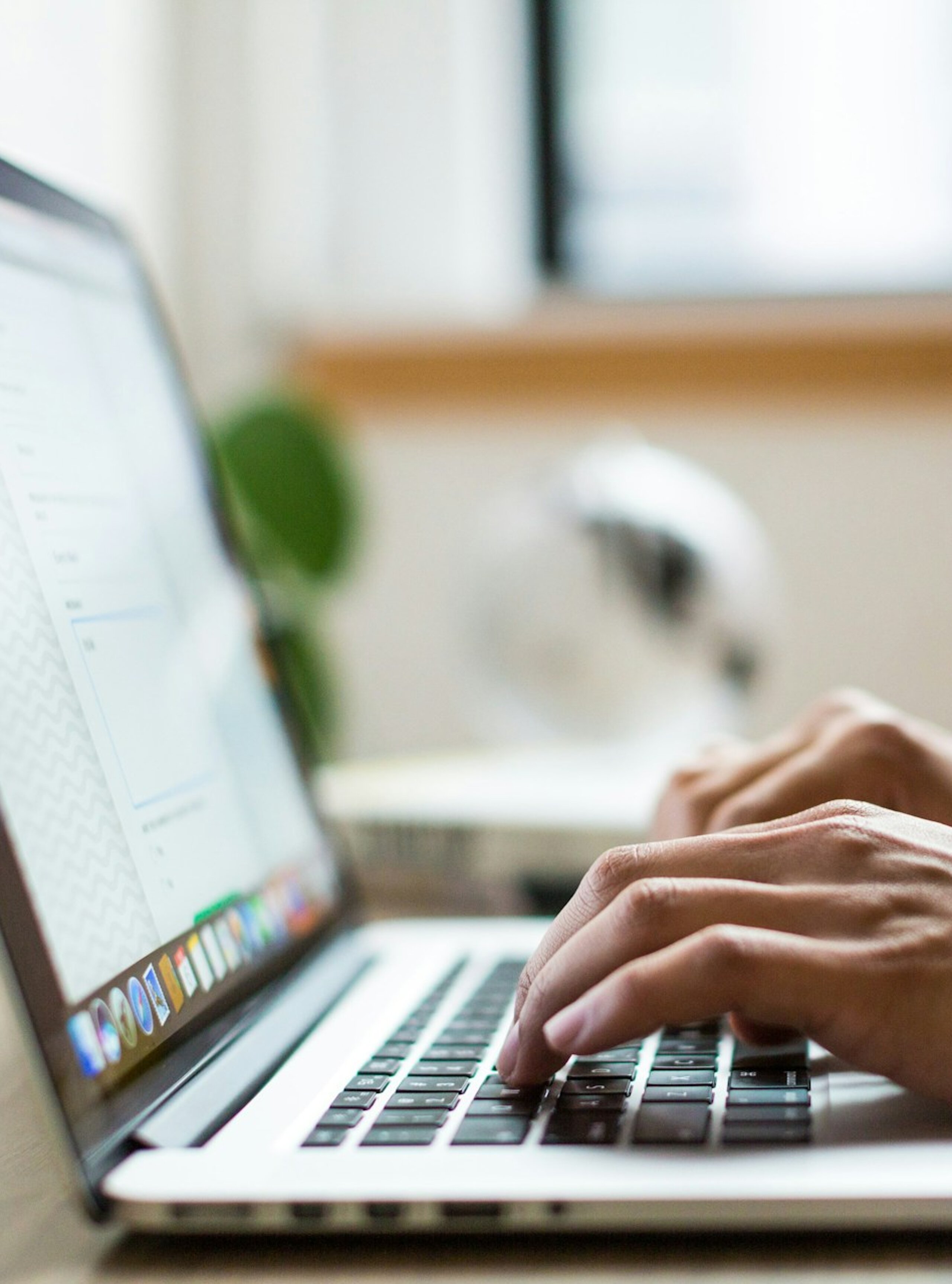 Das Bild zeigt zwei Hände, die sich über eine Laptoptastatur bewegen.