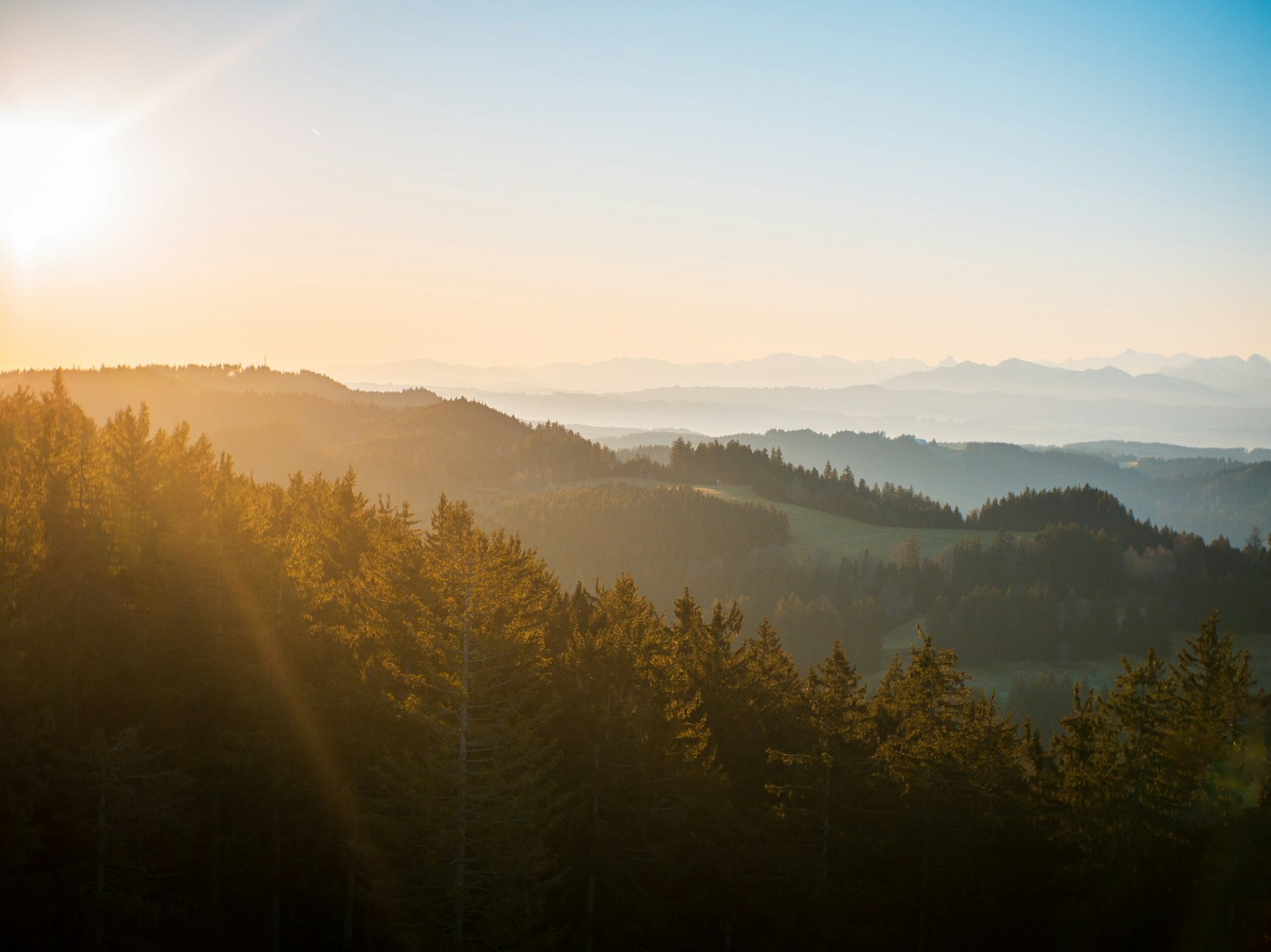 Fernsicht auf die Allgäuer Landschaft.