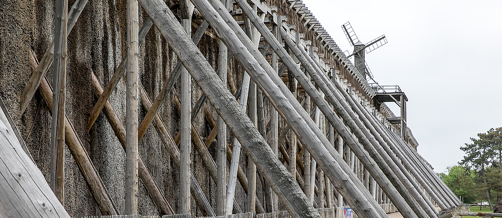 Das Bild zeigt einen Ausschnitt des Gradierwerkes Bad Salzelmen.