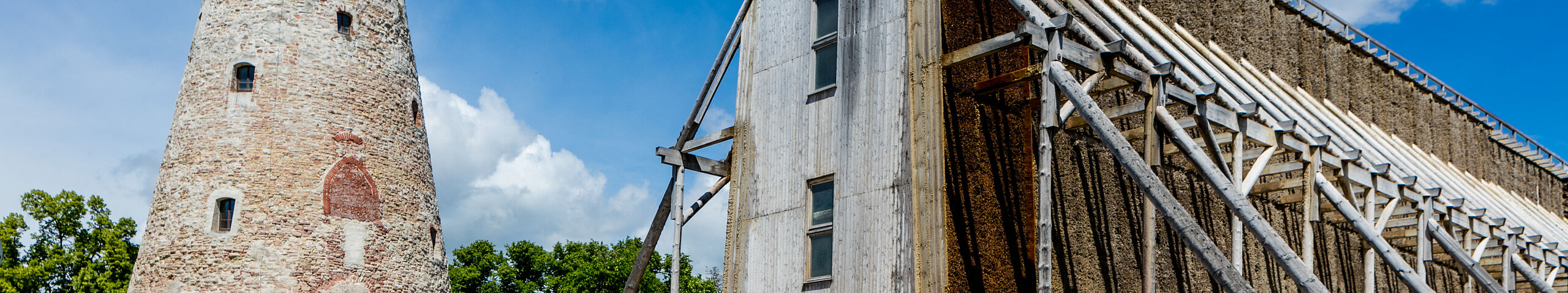 Das Bild zeigt den Soleturm und das Gradierwerk Bad Salzelmen.