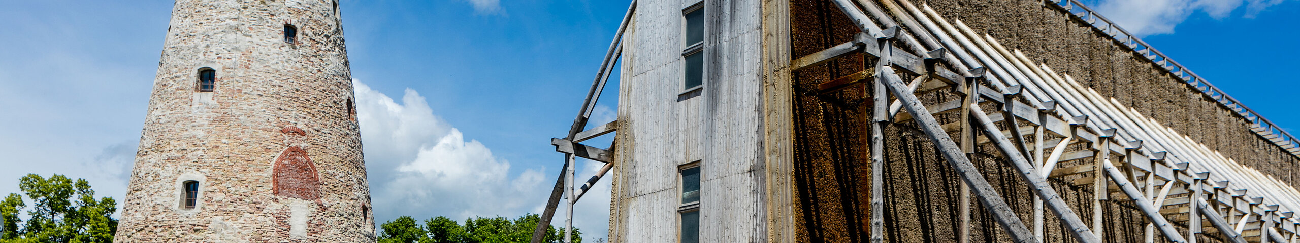 Das Bild zeigt den Soleturm und das Gradierwerk Bad Salzelmen.