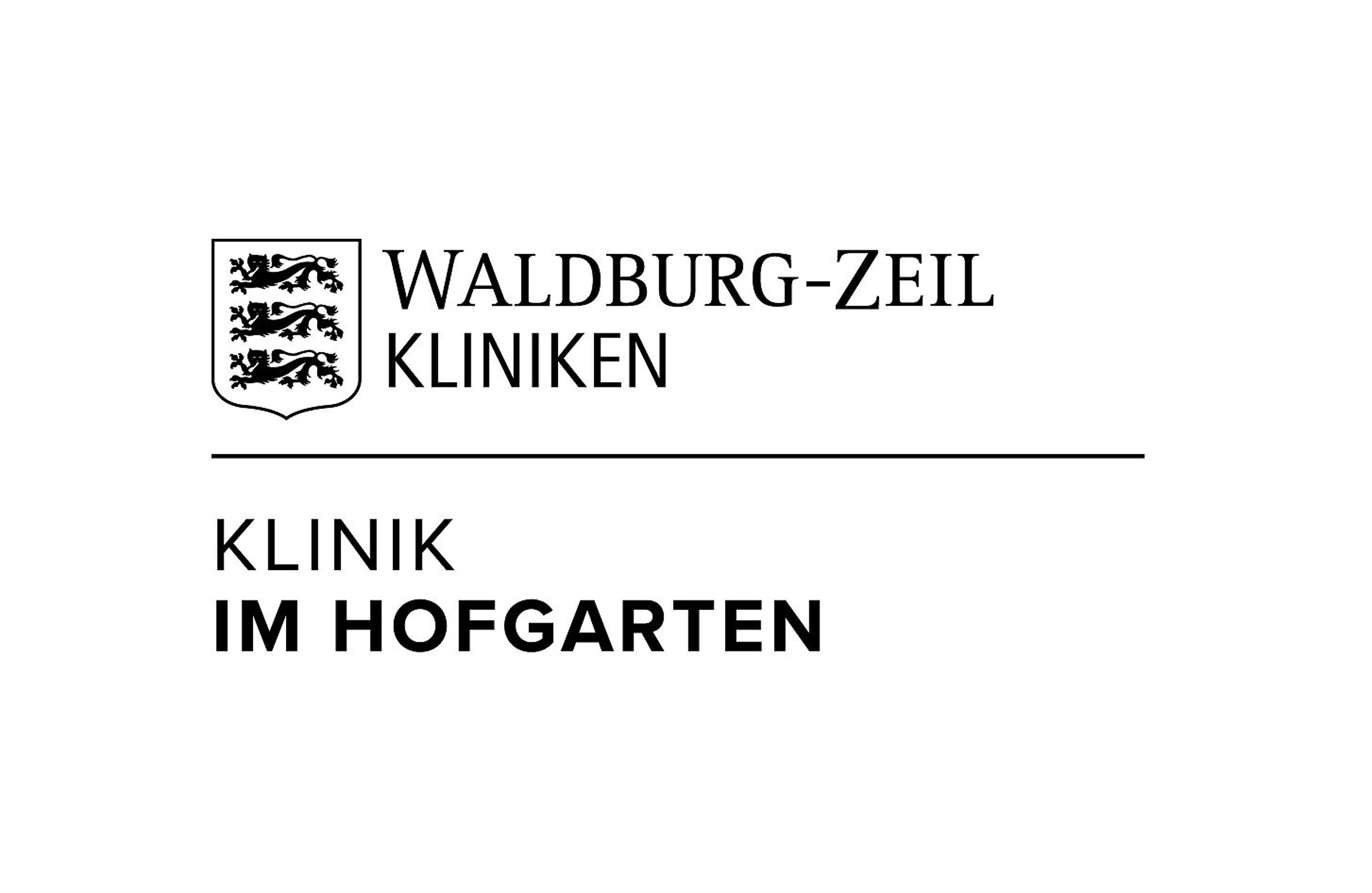 ogo der Waldburg-Zeil Kliniken – Klinik im Hofgarten in schwarz-weiß, kompakte Darstellung.